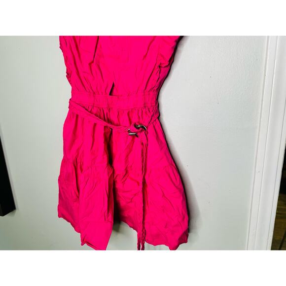 DEREK LAM 10 CROSBY Finn Pink Belted Ruffled Cotton-Poplin Mini Dress Size EU 44 - Picture 10 of 13